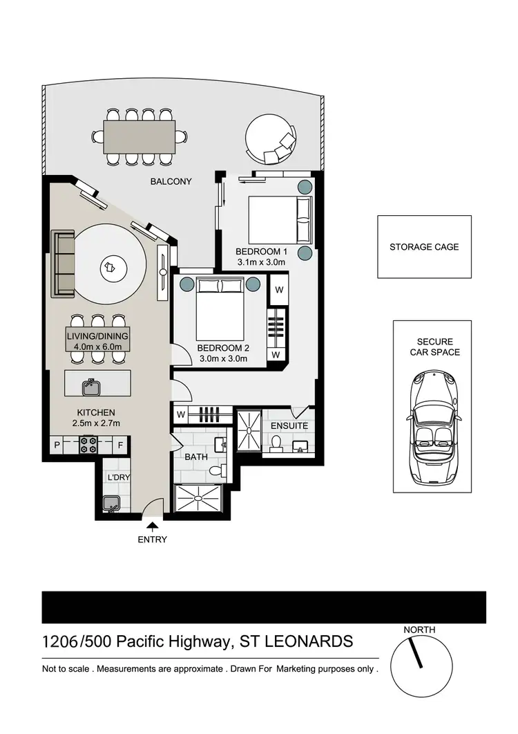 Floorplan of Homely apartment listing, 1206/500 Pacific Highway, St Leonards NSW 2065