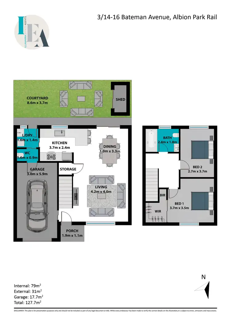 Floorplan of Homely semi-detached listing, 3/14-16 Bateman Avenue, Albion Park Rail NSW 2527