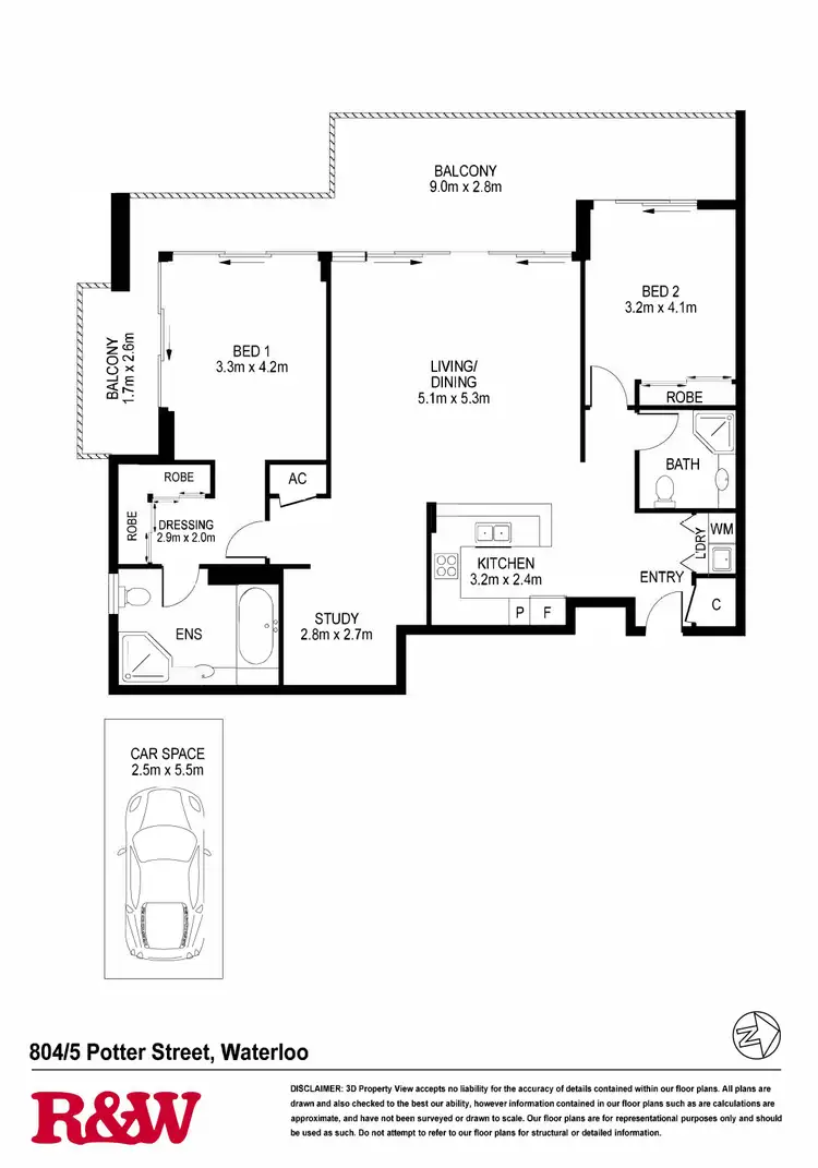 Floorplan of Homely apartment listing, 804/5 Potter Street, Waterloo NSW 2017