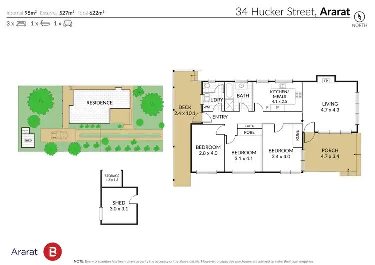 Floorplan of Homely house listing, 34 Hucker Street, Ararat VIC 3377