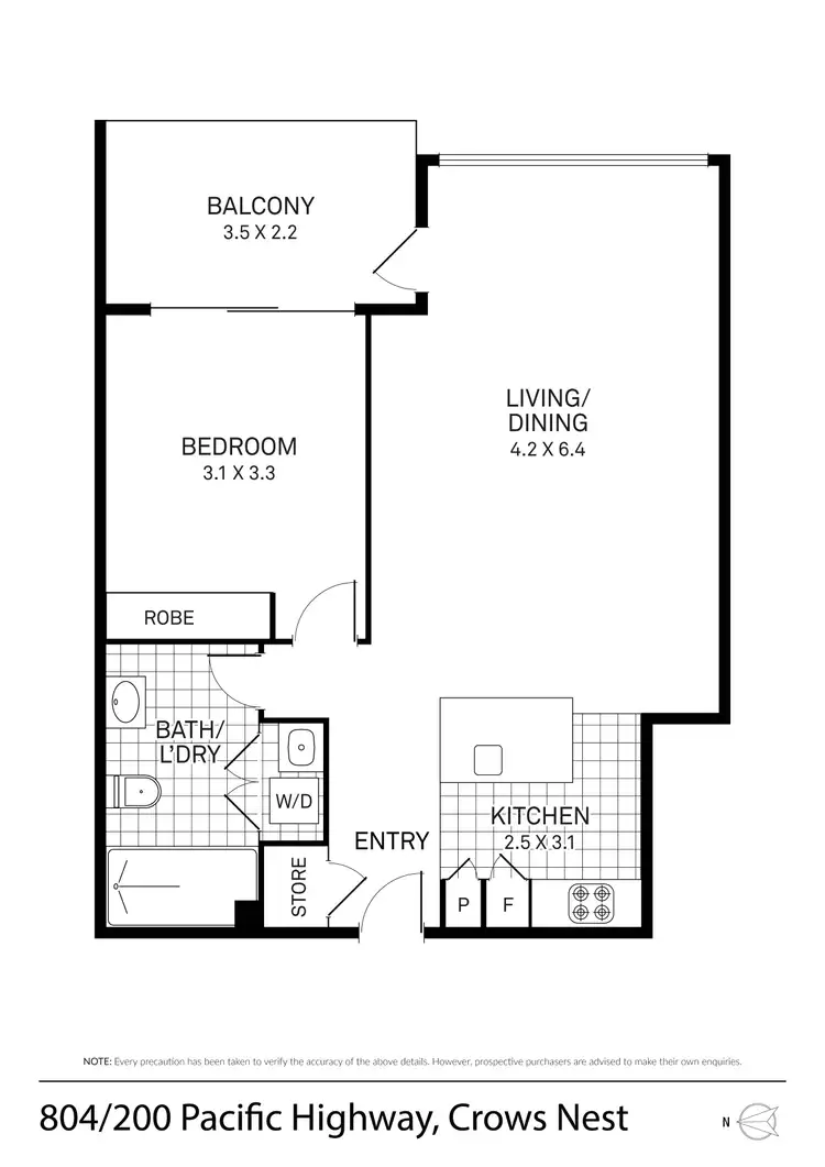 Floorplan of Homely apartment listing, R804/200-220 Pacific Highway, Crows Nest NSW 2065