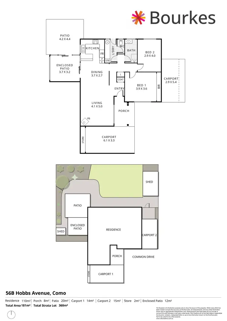 Floorplan of Homely semi-detached listing, 56B Hobbs Avenue, Como WA 6152