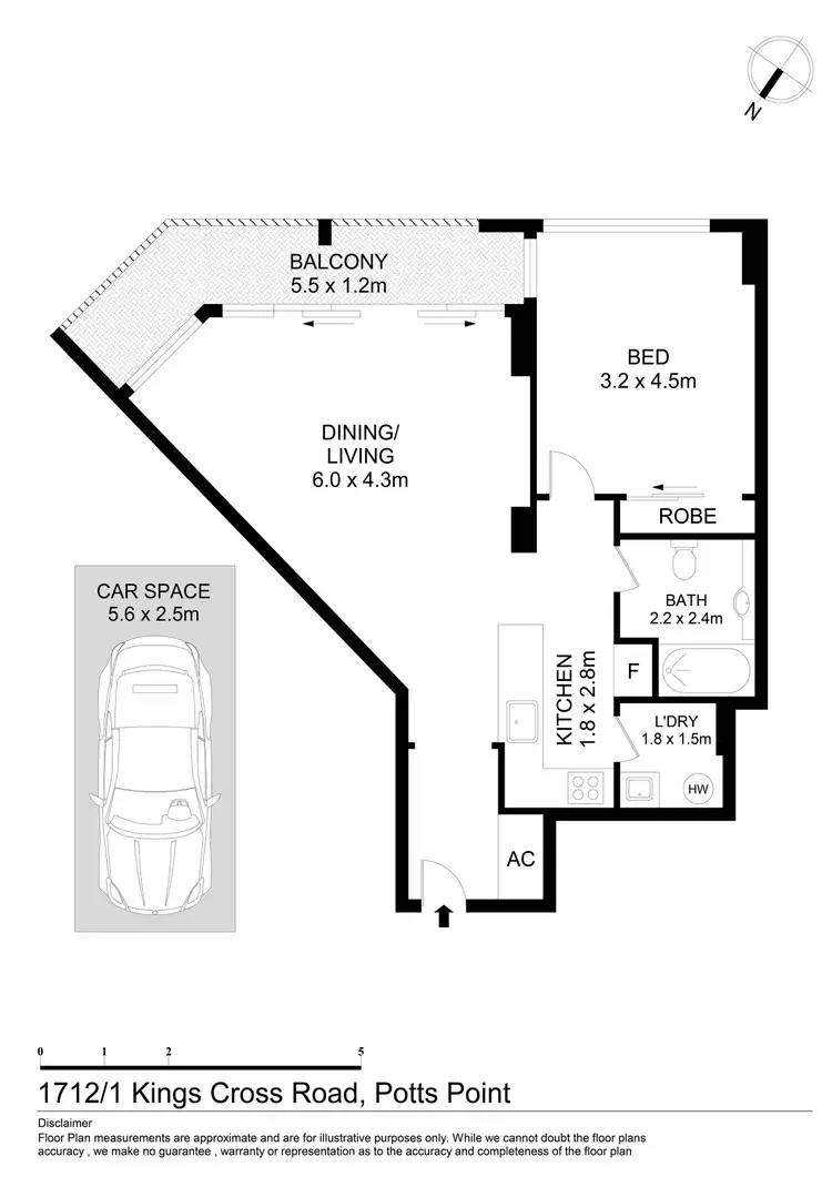 Floorplan of Homely apartment listing, 1712/1 Kings Cross Road, Darlinghurst NSW 2010