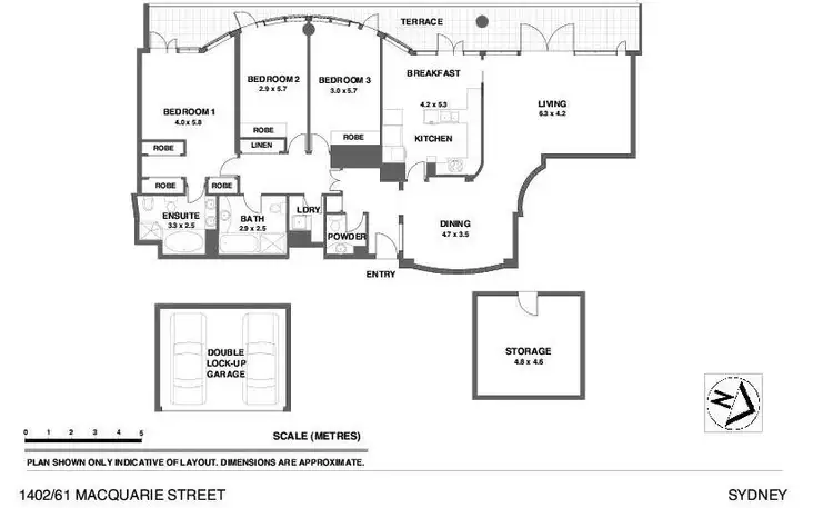 Floorplan of Homely apartment listing, 1402/61 Macquarie Street, Sydney NSW 2000