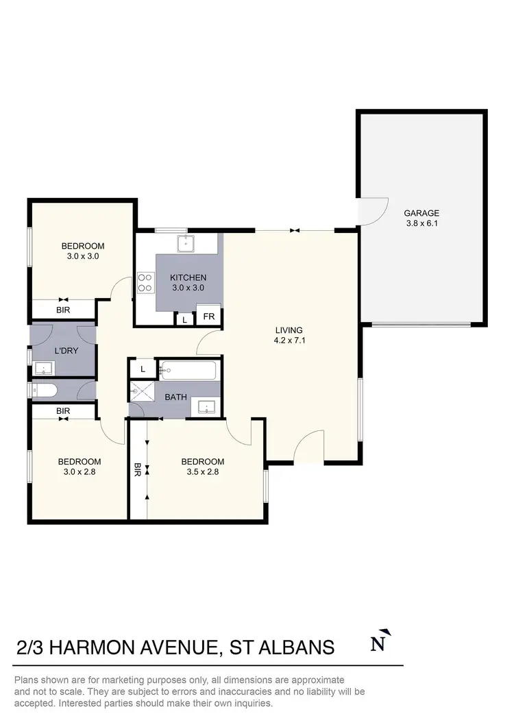 Floorplan of Homely unit listing, 2/3 Harmon Avenue, St Albans VIC 3021
