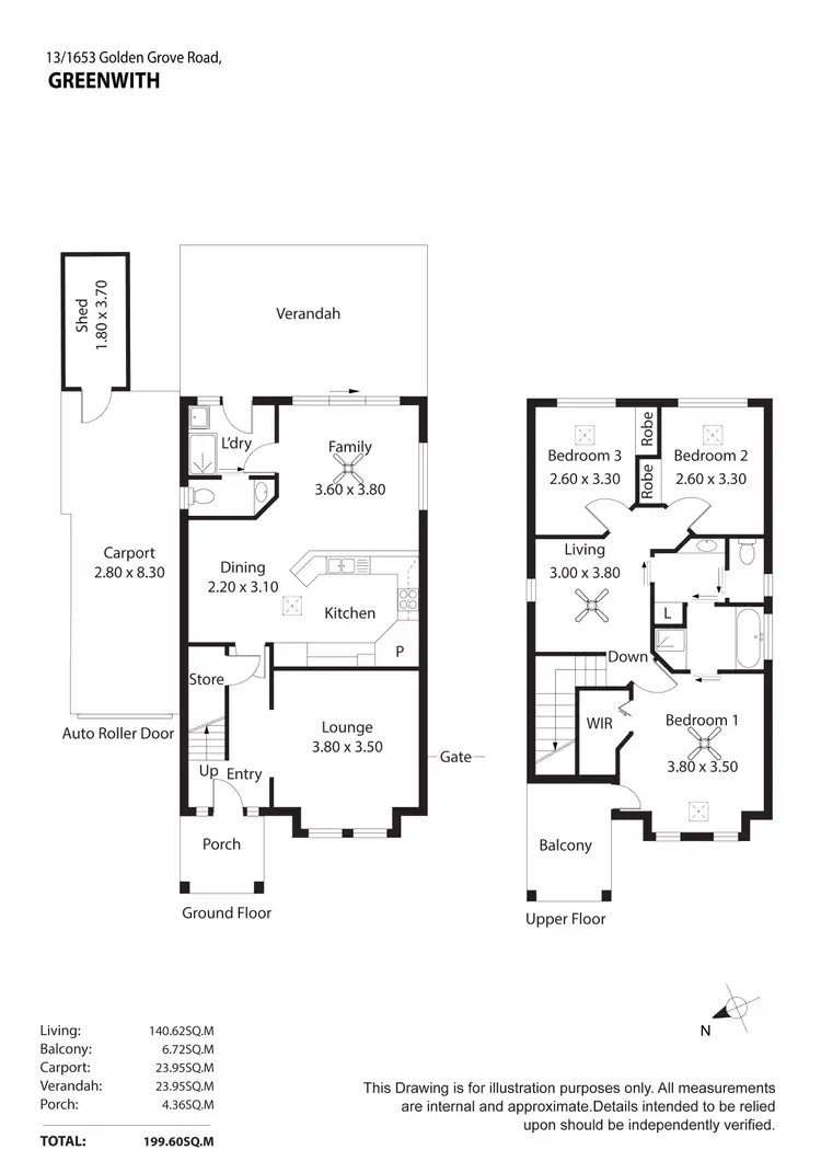 Floorplan of Homely townhouse listing, 13/1653 Golden Grove Road, Greenwith SA 5125