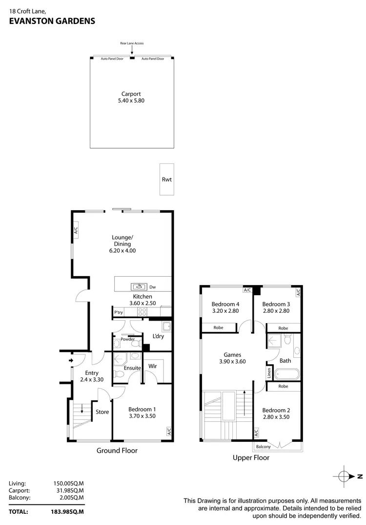 Floorplan of Homely townhouse listing, 18 Croft Lane, Evanston Gardens SA 5116