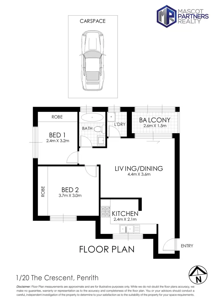 Floorplan of Homely unit listing, 1/20-22 The Crescent, Penrith NSW 2750