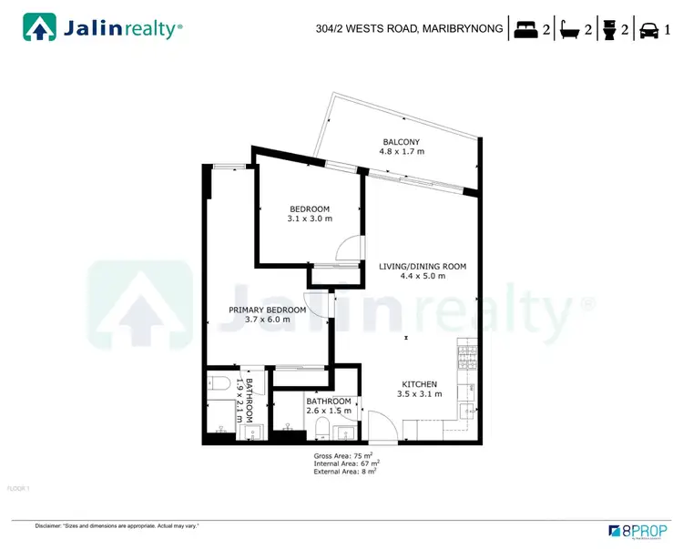 Floorplan of Homely apartment listing, 304B/2 Wests Road, Maribyrnong VIC 3032