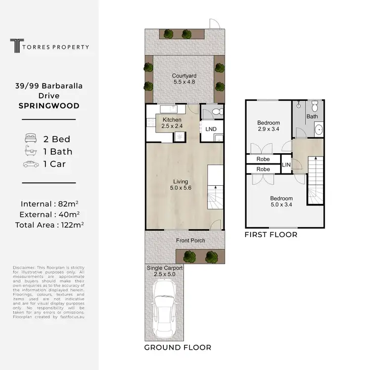 Floorplan of Homely townhouse listing, 39/99 Barbaralla Drive, Springwood QLD 4127