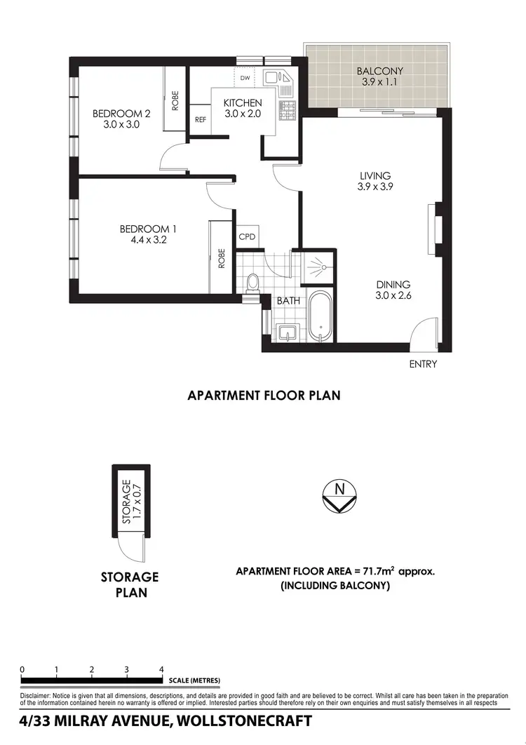 Floorplan of Homely apartment listing, 4/33 Milray Avenue, Wollstonecraft NSW 2065
