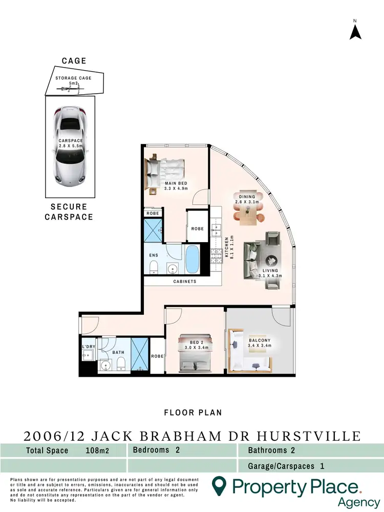 Floorplan of Homely apartment listing, 2006/12 Jack Brabham Drive, Hurstville NSW 2220