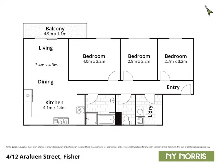 Floorplan of Homely apartment listing, 4/12 Araluen Street, Fisher ACT 2611