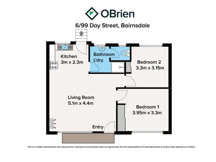 Floorplan of Homely unit listing, 6/99 Day Street, Bairnsdale VIC 3875