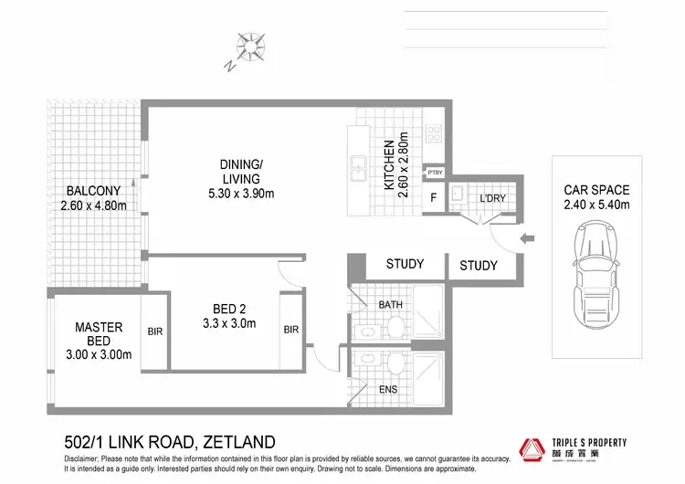 Floorplan of Homely apartment listing, 502/1 Link Road, Zetland NSW 2017