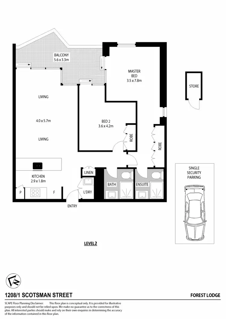 Floorplan of Homely apartment listing, 1208/1 Scotsman Street, Forest Lodge NSW 2037