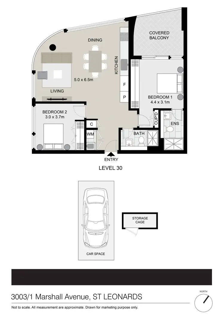 Floorplan of Homely apartment listing, 3003/1 Marshall Avenue, St Leonards NSW 2065