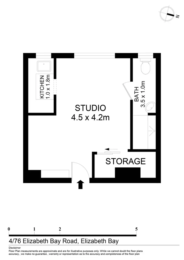 Floorplan of Homely studio listing, 4/76 Elizabeth Bay Road, Elizabeth Bay NSW 2011