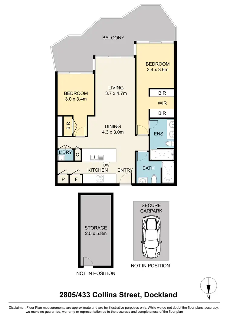 Floorplan of Homely apartment listing, 2805/433 Collins Street, Melbourne VIC 3000