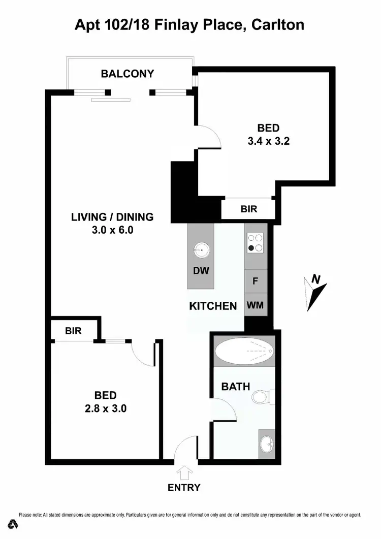 Floorplan of Homely apartment listing, 102/18 Finlay Place, Carlton VIC 3053