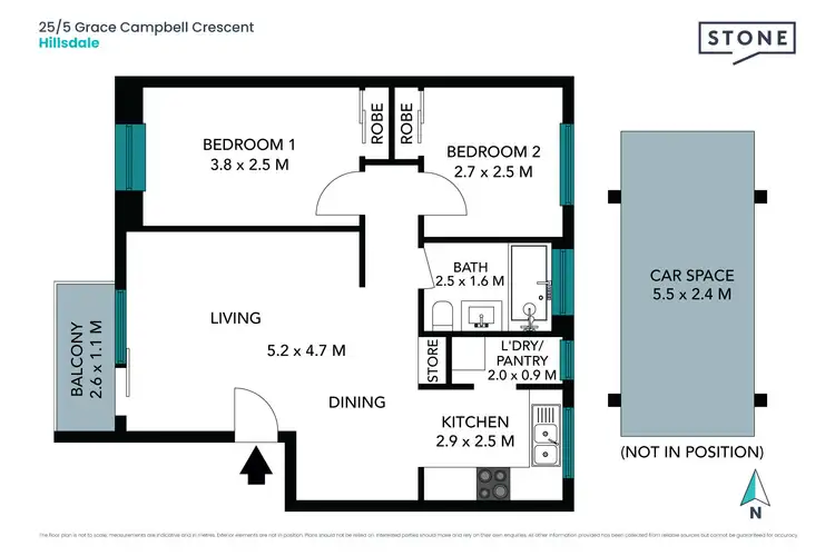 Floorplan of Homely apartment listing, 25/5 Grace Campbell Crescent, Hillsdale NSW 2036