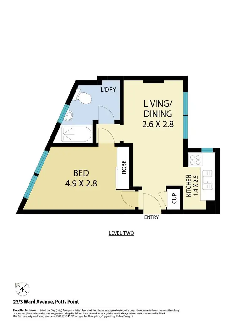 Floorplan of Homely apartment listing, 23/3 Ward Avenue, Potts Point NSW 2011