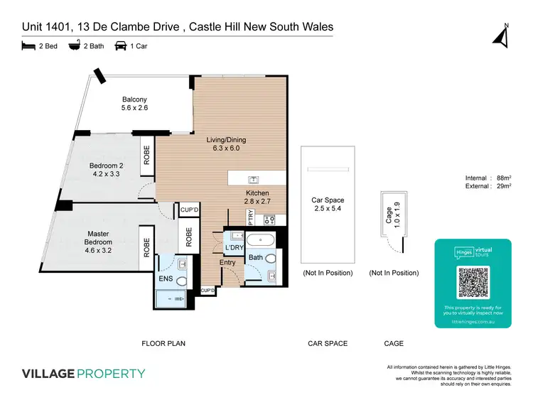 Floorplan of Homely apartment listing, 1401/13 De Clambe Drive, Castle Hill NSW 2154