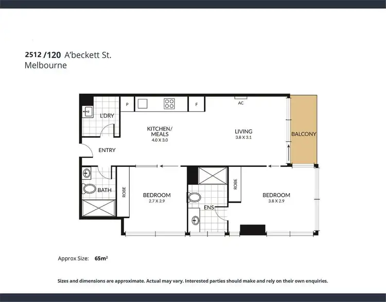 Floorplan of Homely apartment listing, 2512/120 A'beckett Street, Melbourne VIC 3000