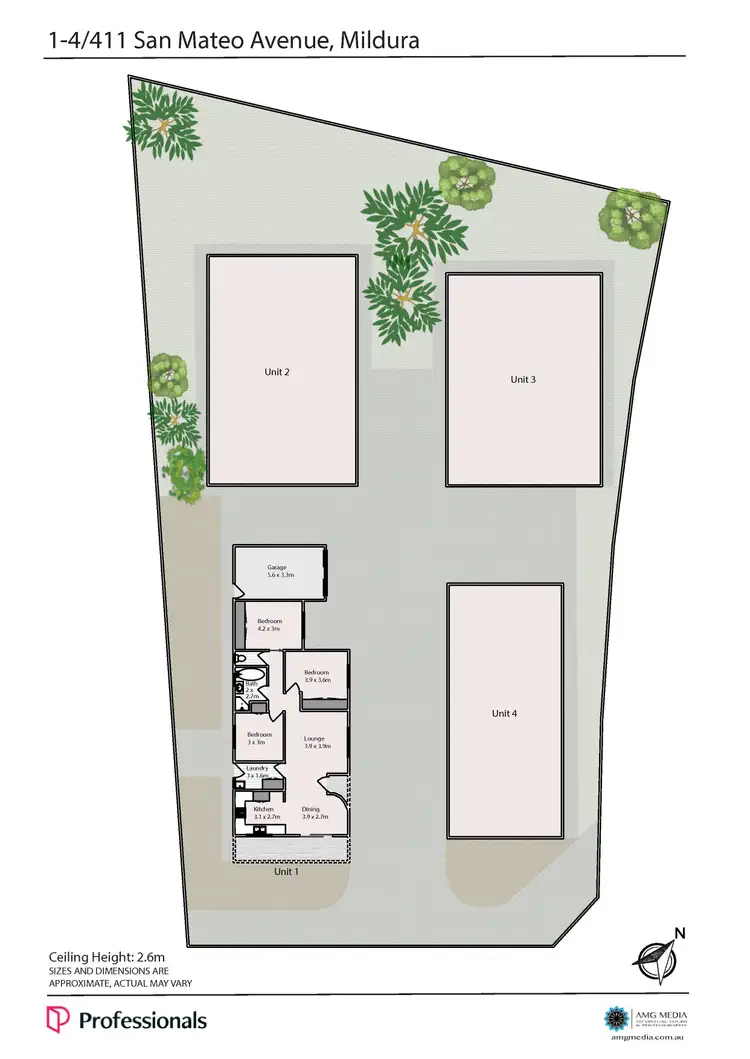 Floorplan of Homely block of units listing, 1-4/411 San Mateo Avenue, Mildura VIC 3500