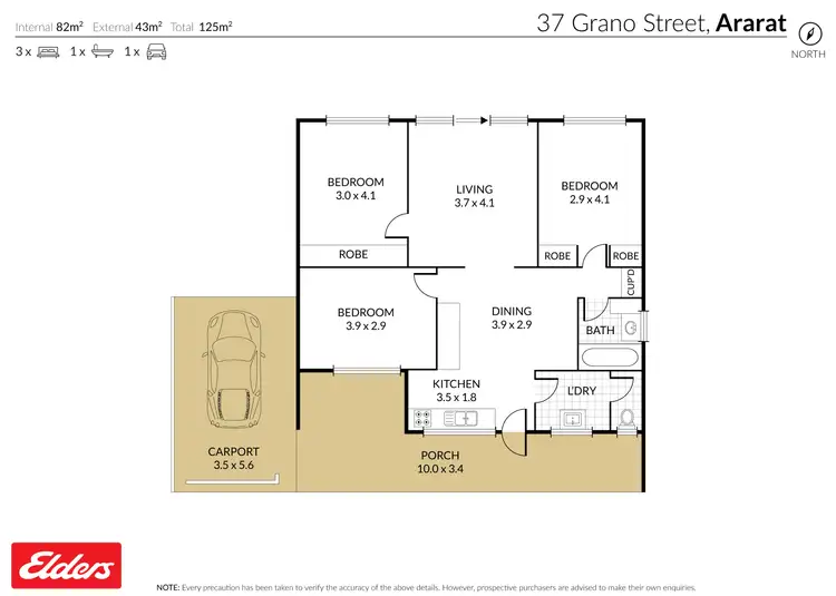 Floorplan of Homely house listing, 37 Grano Street, Ararat VIC 3377