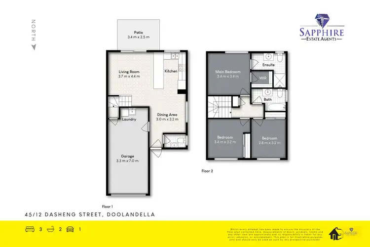 Floorplan of Homely townhouse listing, 45/12 Dasheng Street, Street, Doolandella QLD 4077