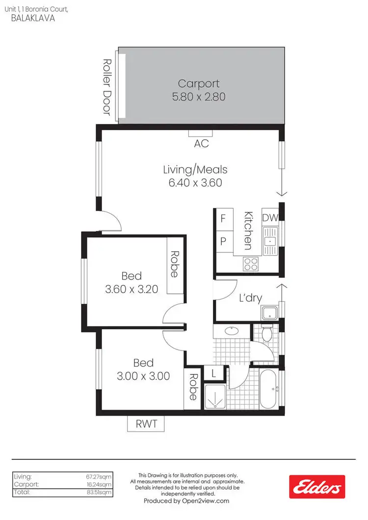 Floorplan of Homely unit listing, 1/1 Boronia Circuit, Balaklava SA 5461