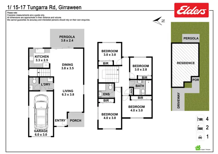 Floorplan of Homely townhouse listing, 1/15-17 Tungarra Road, Girraween NSW 2145