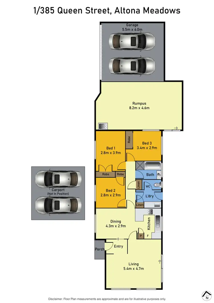 Floorplan of Homely unit listing, 1/385 Queen Street, Altona Meadows VIC 3028