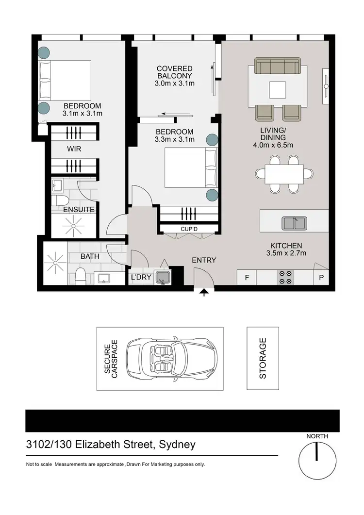 Floorplan of Homely apartment listing, 3102/130 Elizabeth Street, Sydney NSW 2000