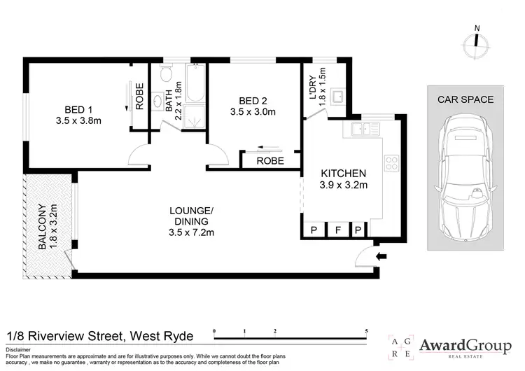Floorplan of Homely unit listing, 1/8 Riverview Street, West Ryde NSW 2114
