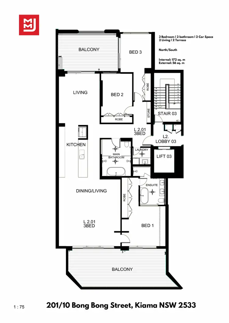 Floorplan of Homely apartment listing, 201/10 Bong Bong Street, Kiama NSW 2533