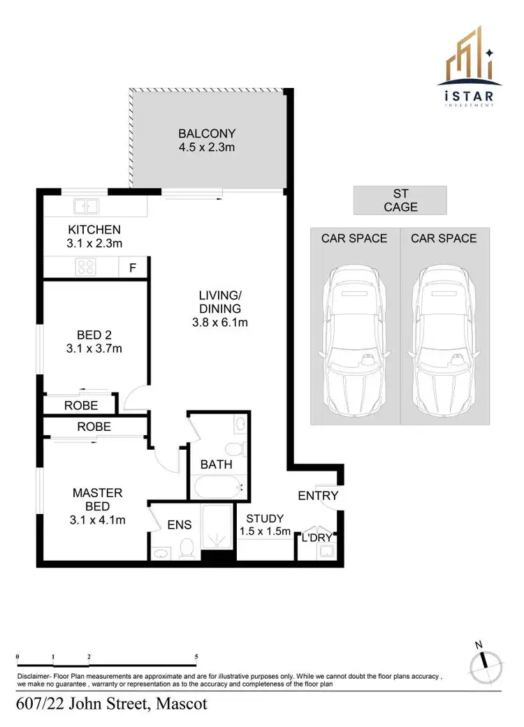 Floorplan of Homely apartment listing, 607/22 John Street, Mascot NSW 2020