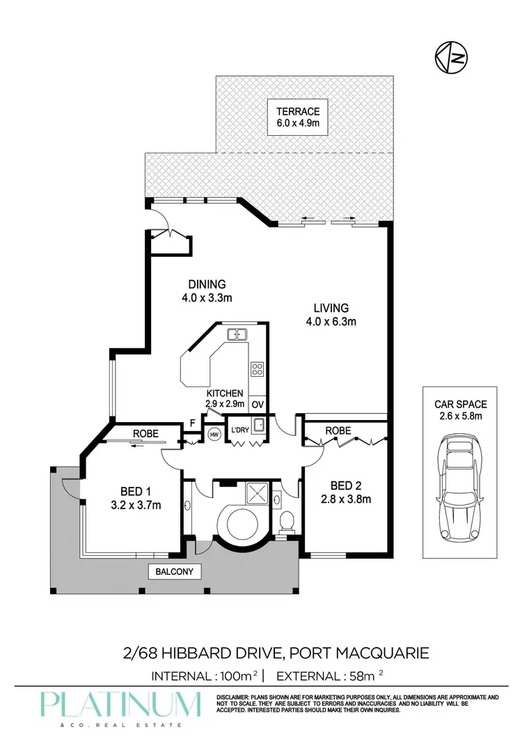Floorplan of Homely unit listing, 2/68 Hibbard Drive, Port Macquarie NSW 2444