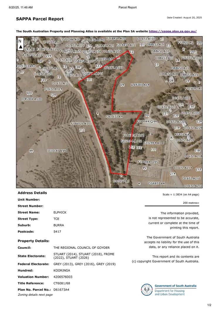 Floorplan of Homely land listing, Lot 4 Lower Thames Street, Burra SA 5417