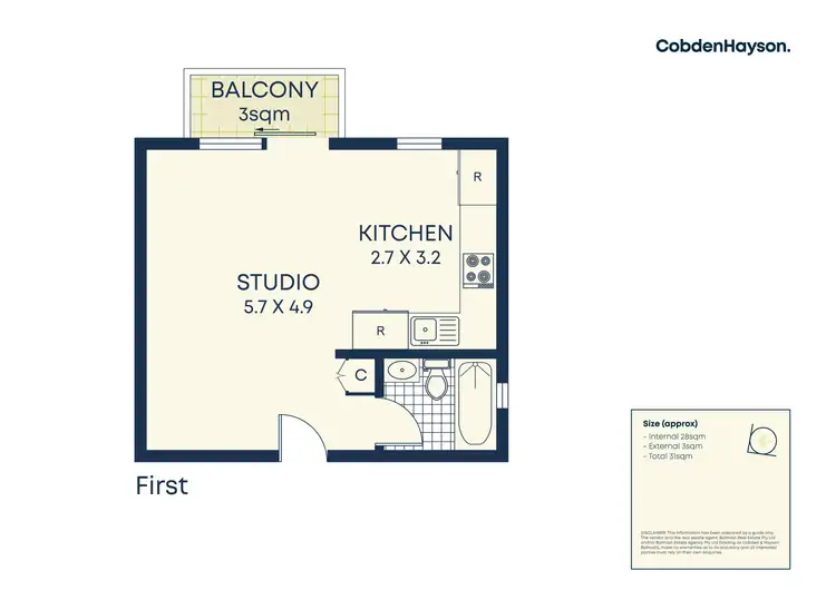 Floorplan of Homely studio listing, 15/13 Campbell Street, Balmain NSW 2041