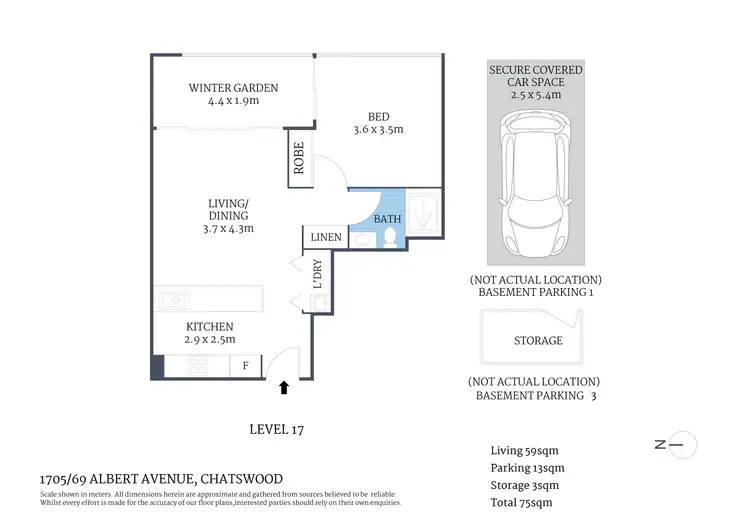 Floorplan of Homely apartment listing, 1705/69 Albert Avenue, Chatswood NSW 2067