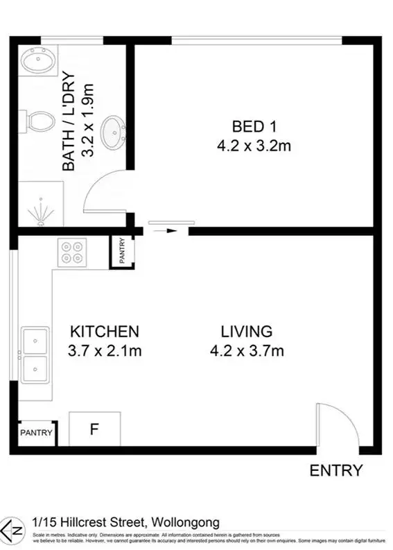 Floorplan of Homely apartment listing, 1/15 Hillcrest Street, Wollongong NSW 2500