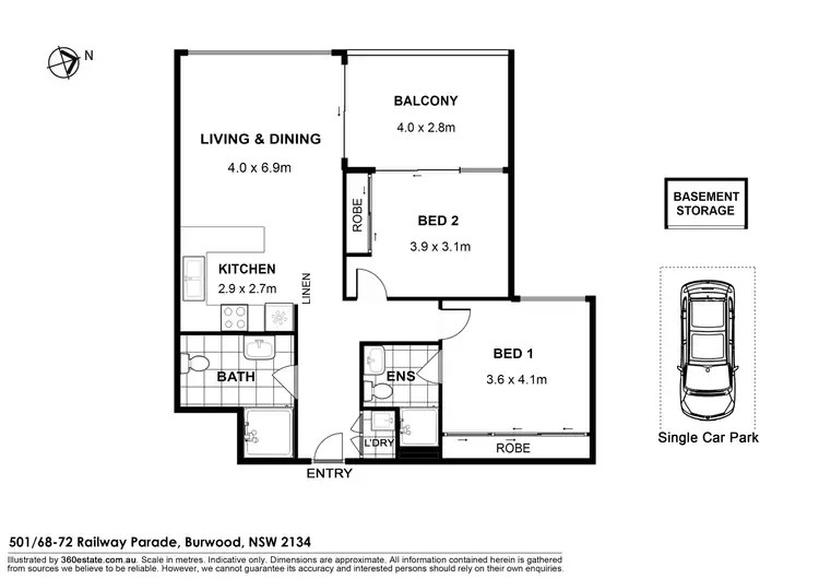 Floorplan of Homely unit listing, 501/68-72 Railway Parade, Burwood NSW 2134
