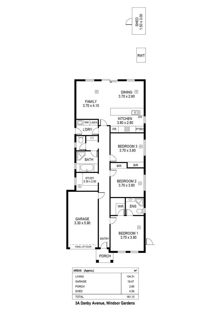 Floorplan of Homely house listing, 3A Danby Avenue, Windsor Gardens SA 5087