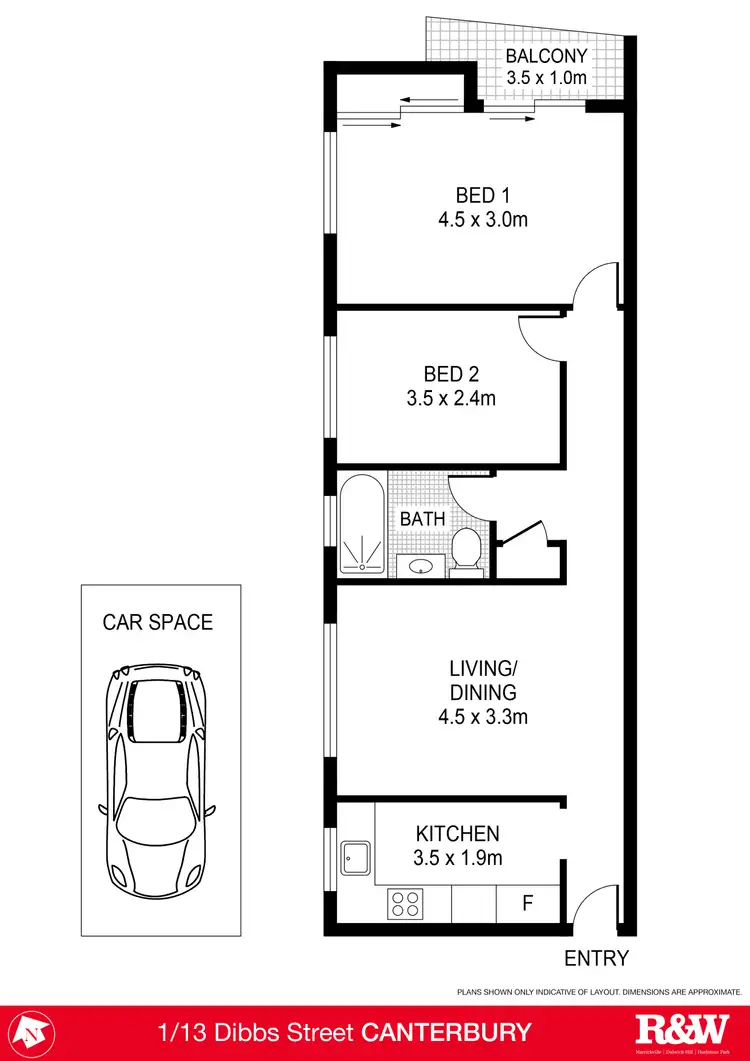 Floorplan of Homely apartment listing, 1/13 Dibbs Street, Canterbury NSW 2193