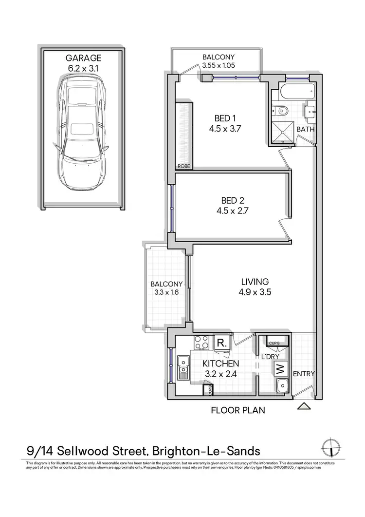 Floorplan of Homely apartment listing, 9/14 Sellwood Street, Brighton-Le-Sands NSW 2216