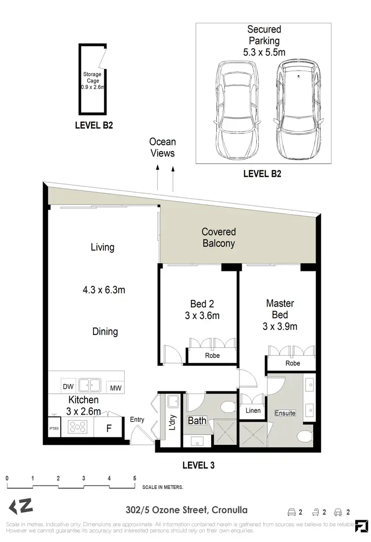 Floorplan of Homely unit listing, Level 3/302/5 Ozone Street, Cronulla NSW 2230