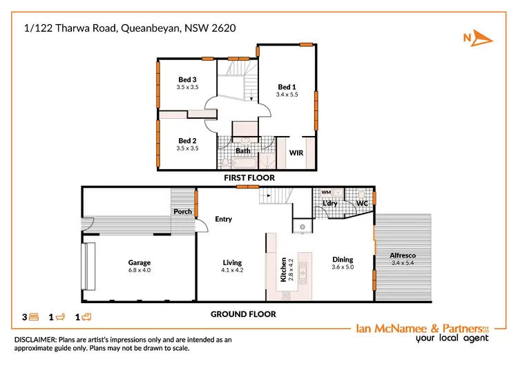 Floorplan of Homely unit listing, 1/122 Tharwa Road, Queanbeyan NSW 2620
