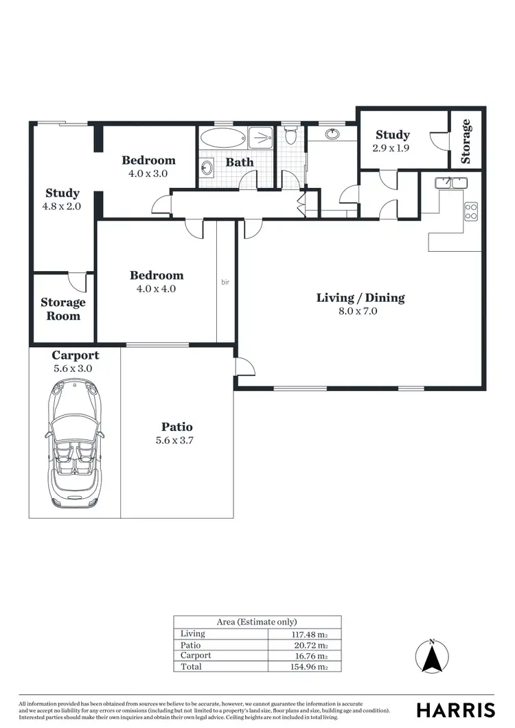 Floorplan of Homely unit listing, 2/63B Whyte Street, Somerton Park SA 5044